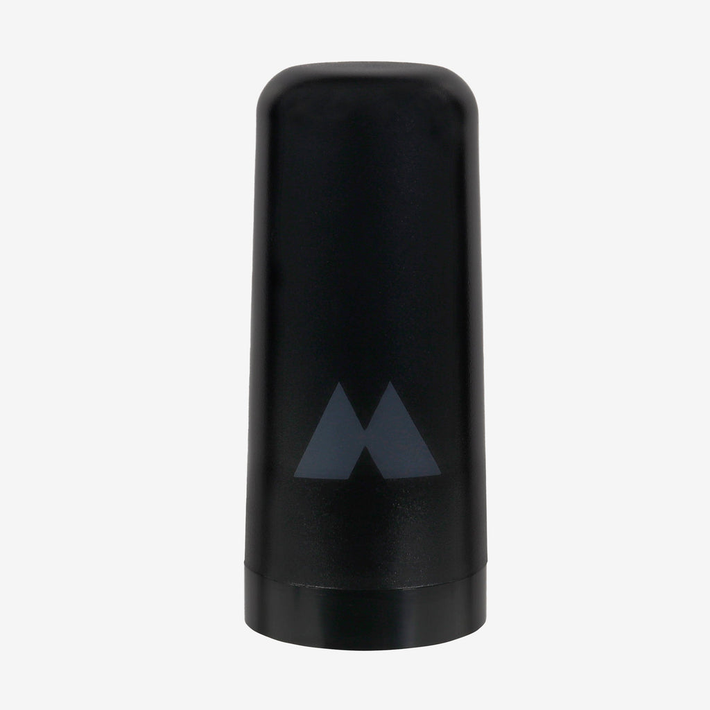 A black cylindrical antenna with a dark gray 'M' logo on the front that stands for 'MIDLAND'.