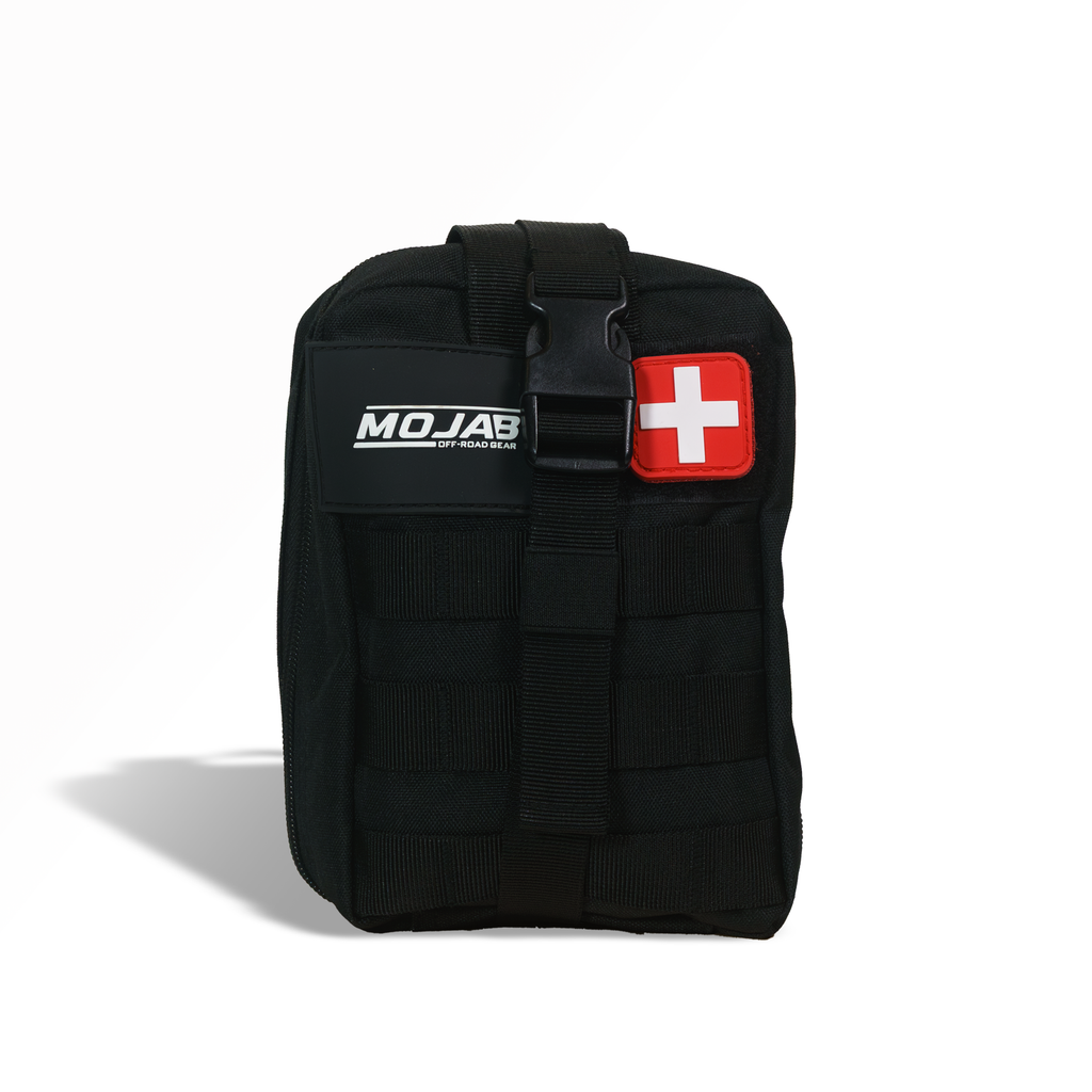 Black First Aid Kit with a red cross label on a white background.