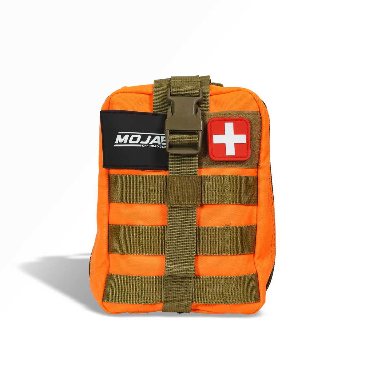 Orange First Aid Kit, medical bag with a cross patch on a white background